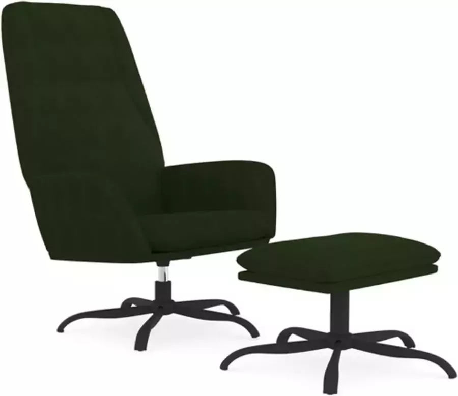VidaXL Relaxstoel met voetenbank fluweel donkergroen - Foto 2