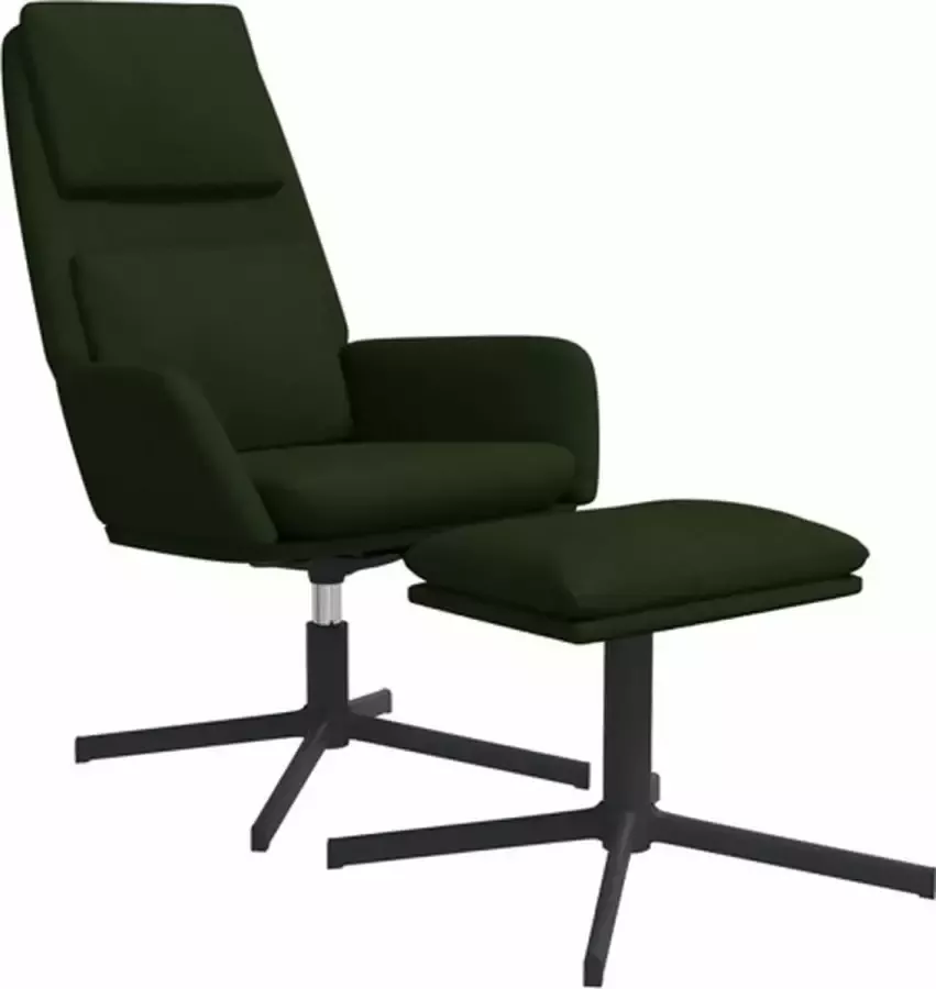 VIDAXL Relaxstoel met voetenbank fluweel donkergroen - Foto 2