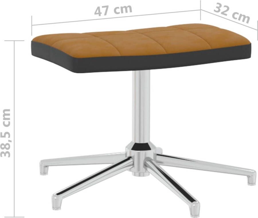 VidaXL Relaxstoel met voetenbank fluweel en PVC bruin - Foto 1