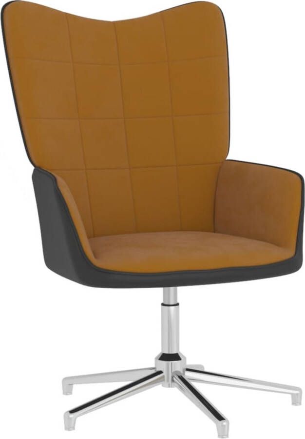 VidaXL Relaxstoel met voetenbank fluweel en PVC bruin