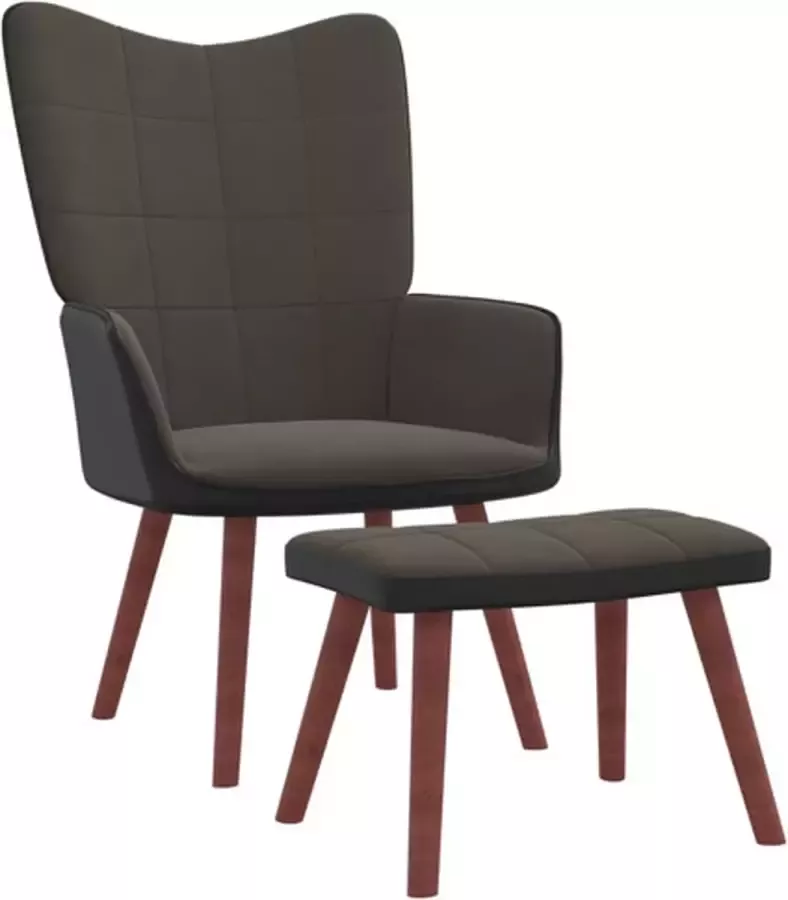 VIDAXL Relaxstoel met voetenbank fluweel en PVC donkergrijs - Foto 2