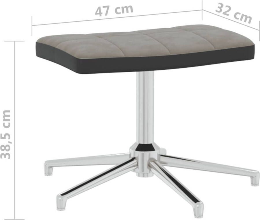 VIDAXL Relaxstoel met voetenbank fluweel en PVC lichtgrijs