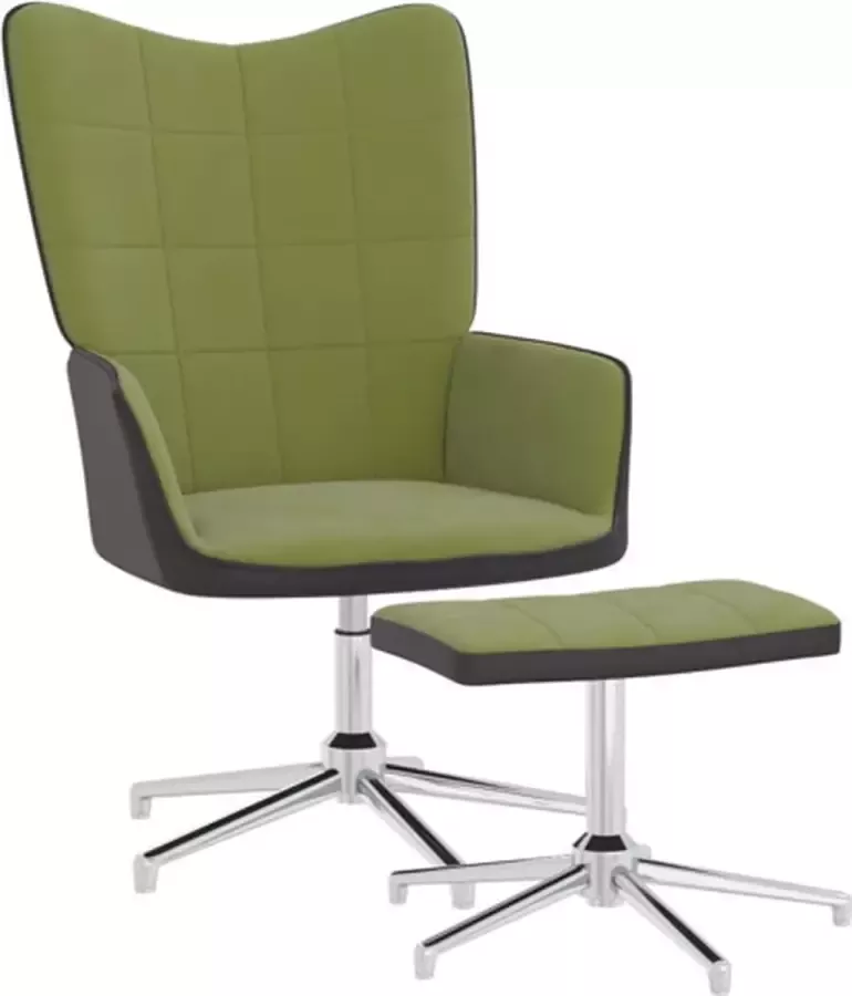 VidaXL Relaxstoel met voetenbank fluweel en PVC lichtgroen - Foto 1