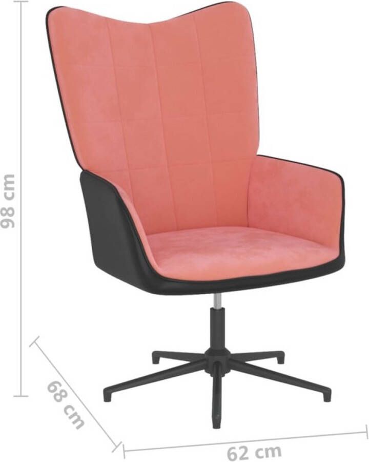 VIDAXL Relaxstoel met voetenbank fluweel en PVC roze - Foto 2