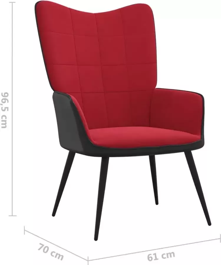 VidaXL Relaxstoel met voetenbank fluweel en PVC wijnrood - Foto 2