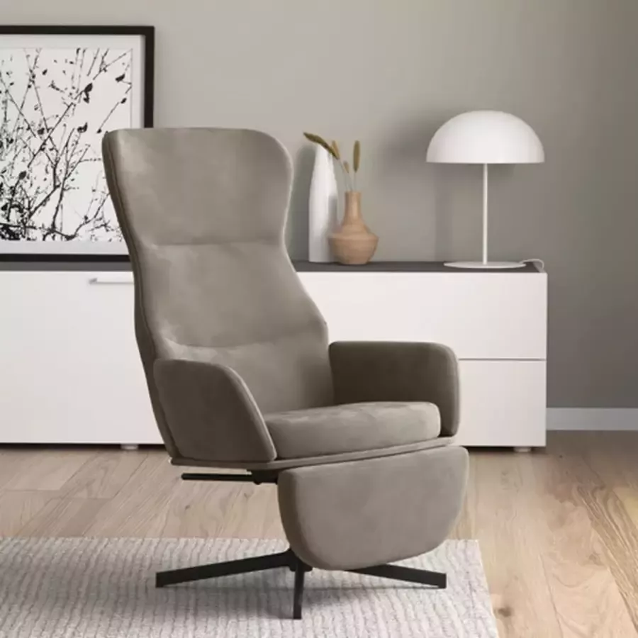 VIDAXL Relaxstoel met voetenbank fluweel lichtgrijs - Foto 2