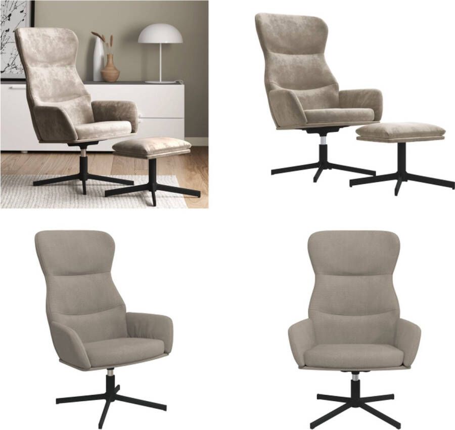 VidaXL Relaxstoel met voetenbank fluweel lichtgrijs Relaxstoel Met Voetenbank Relaxstoelen Met Voetenbanken Zetel Met Voetenbankje Relaxstoel