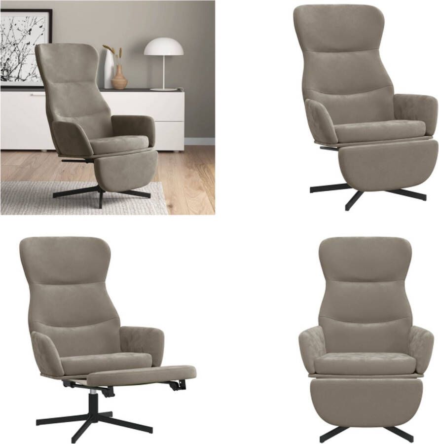 VidaXL Relaxstoel met voetenbank fluweel lichtgrijs Relaxstoel Met Voetensteun Relaxstoelen Met Voetensteunen Zetel Met Voetensteun Relaxstoel