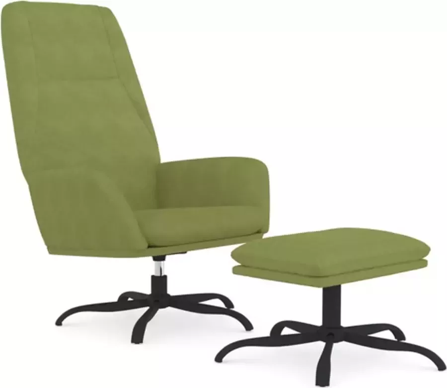 VIDAXL Relaxstoel met voetenbank fluweel lichtgroen - Foto 2