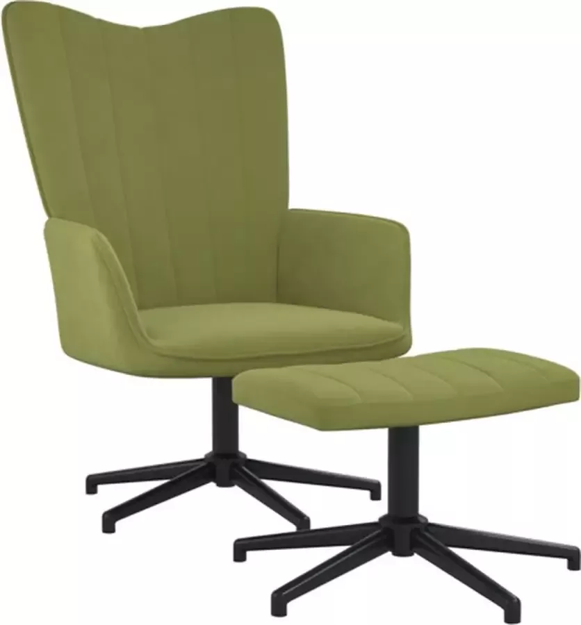 VidaXL Relaxstoel met voetenbank fluweel lichtgroen