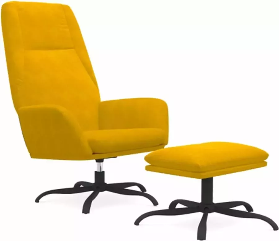 VIDAXL Relaxstoel met voetenbank fluweel mosterdgeel - Foto 2
