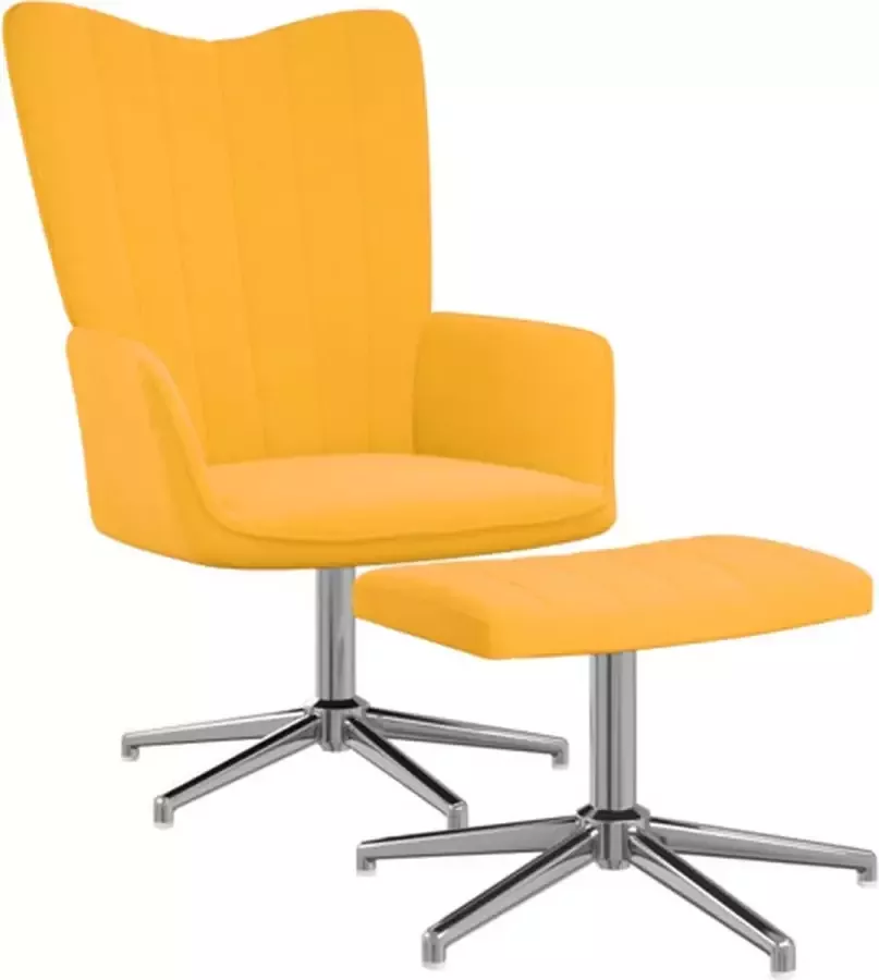 VidaXL Relaxstoel met voetenbank fluweel mosterdgeel - Foto 1
