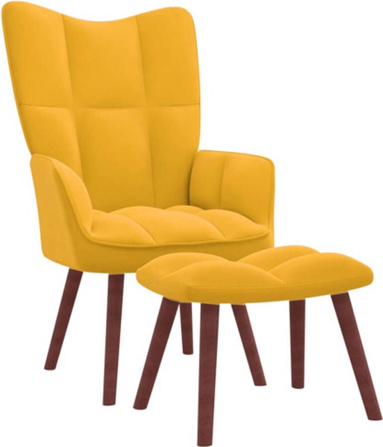 VIDAXL Relaxstoel met voetenbank fluweel mosterdgeel - Foto 3