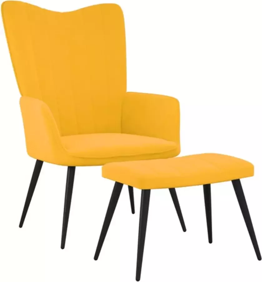 VIDAXL Relaxstoel met voetenbank fluweel mosterdgeel