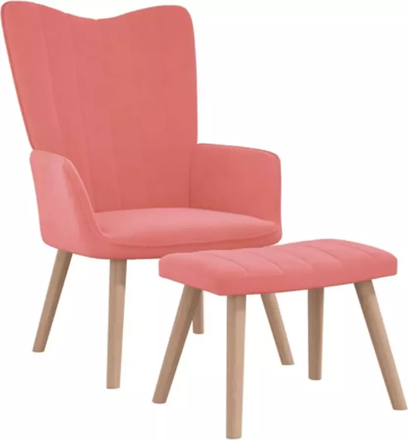 VidaXL Relaxstoel met voetenbank fluweel roze - Foto 2