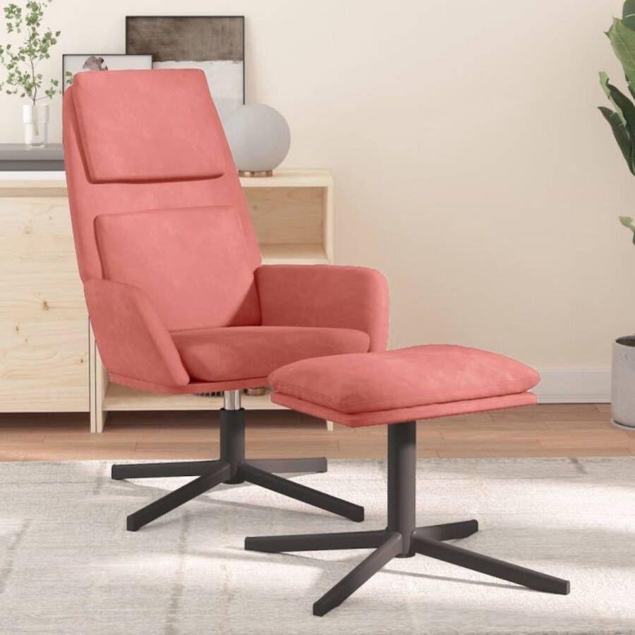 VidaXL Relaxstoel met voetenbank fluweel roze - Foto 2