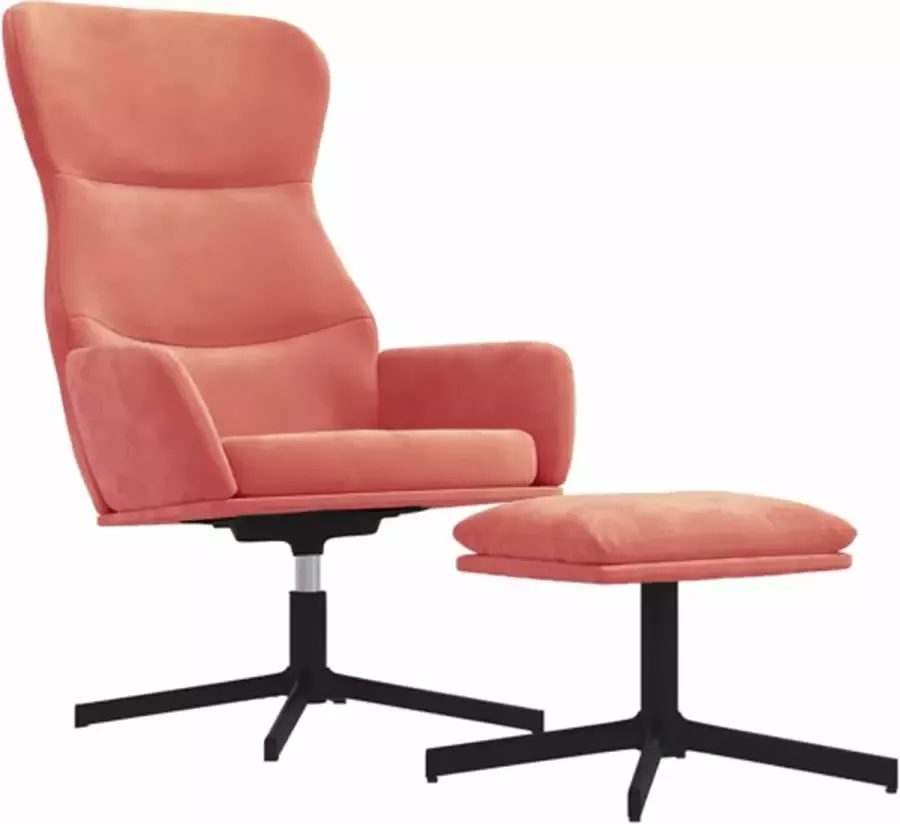 VIDAXL Relaxstoel met voetenbank fluweel roze - Foto 2