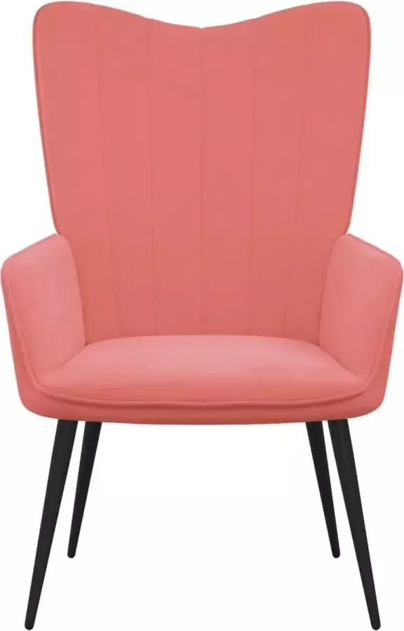 VIDAXL Relaxstoel met voetenbank fluweel roze - Foto 1