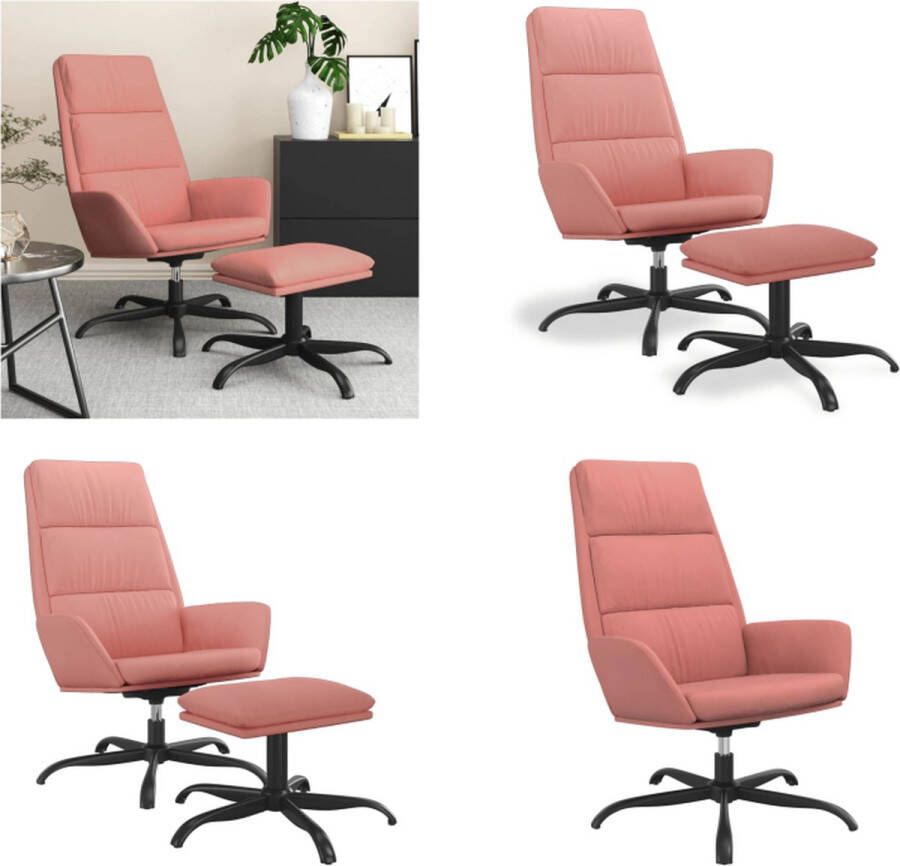 VidaXL Relaxstoel met voetenbank fluweel roze Relaxstoel Met Voetenbank Relaxstoelen Met Voetenbanken Zetel Met Voetenbankje Relaxstoel