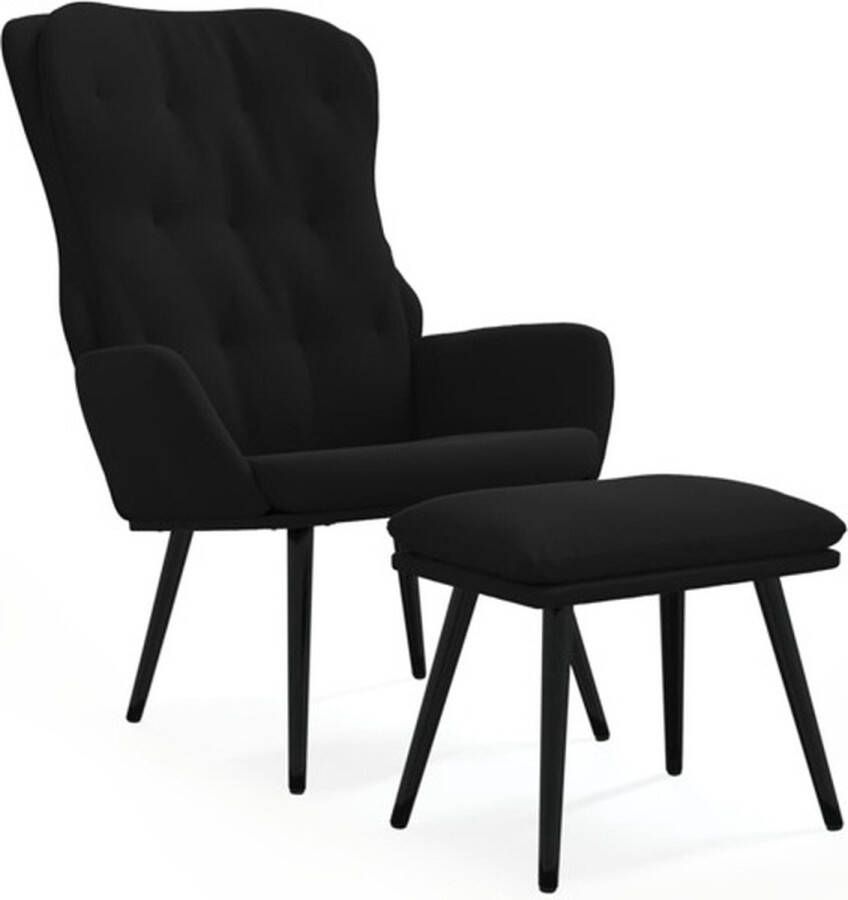 VIDAXL Relaxstoel met voetenbank fluweel zwart - Foto 2