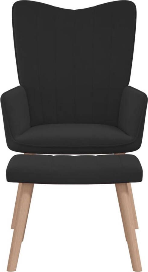 VidaXL Relaxstoel met voetenbank fluweel zwart - Foto 5