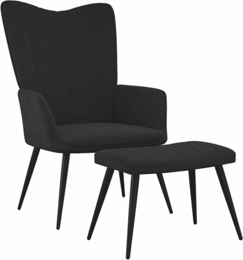 VIDAXL Relaxstoel met voetenbank fluweel zwart - Foto 1