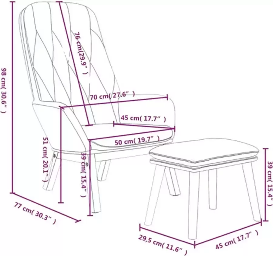 VidaXL Relaxstoel met voetenbank fluweel zwart - Foto 3