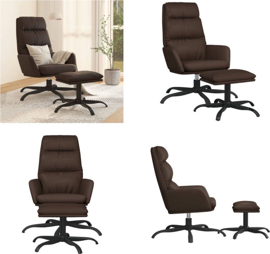VidaXL Relaxstoel met voetenbank kunstleer bruin Relaxstoel Met Voetenbank Relaxstoelen Met Voetenbanken Zetel Met Voetenbankje Relaxstoel