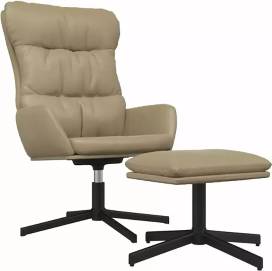 VidaXL Relaxstoel met voetenbank kunstleer cappuccinokleurig - Foto 2