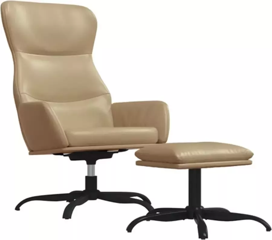 VIDAXL Relaxstoel met voetenbank kunstleer cappuccinokleurig - Foto 2