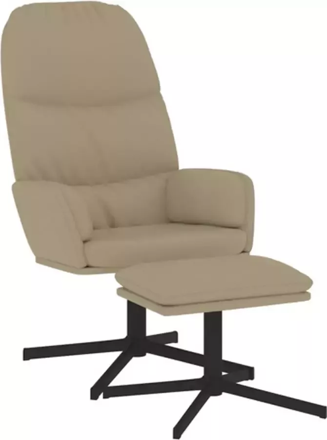 VidaXL Relaxstoel met voetenbank kunstleer cappuccinokleurig - Foto 2