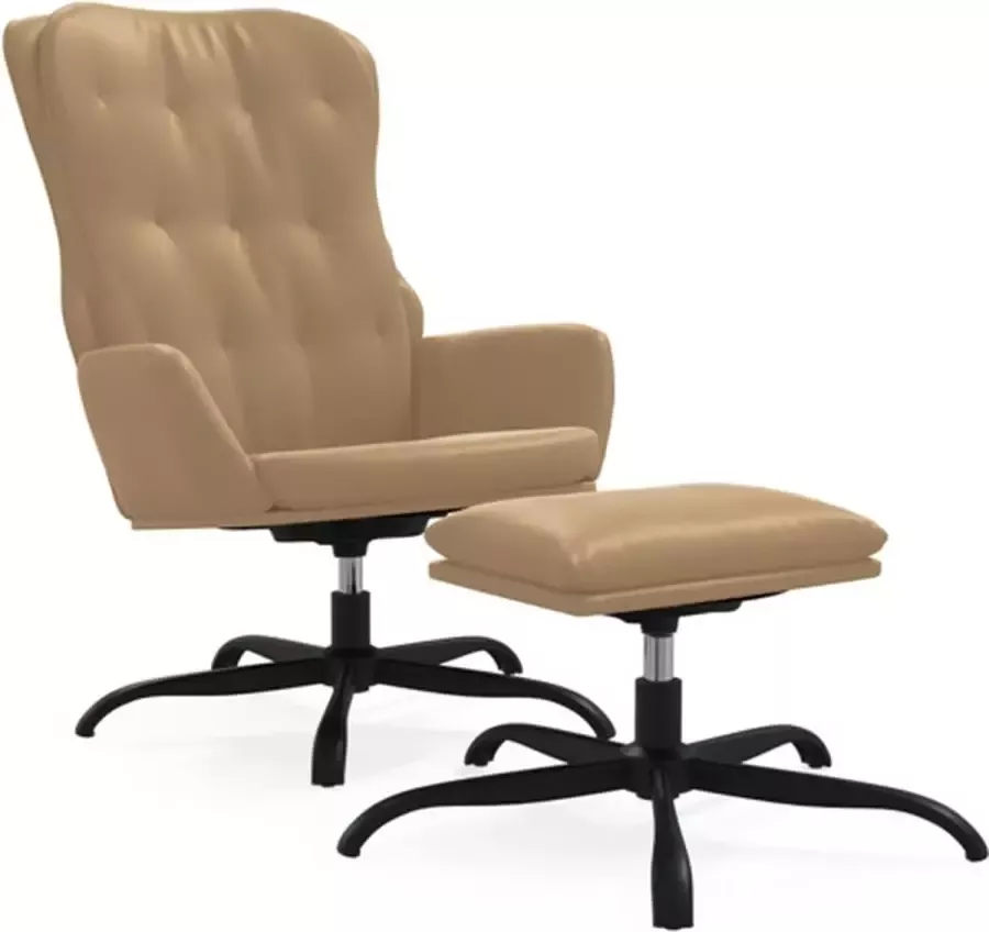 VidaXL Relaxstoel met voetenbank kunstleer cappuccinokleurig - Foto 2