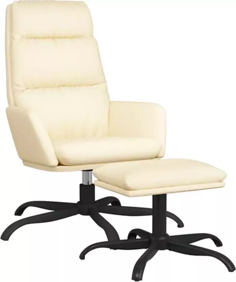 VIDAXL Relaxstoel met voetenbank kunstleer crèmekleurig - Foto 2