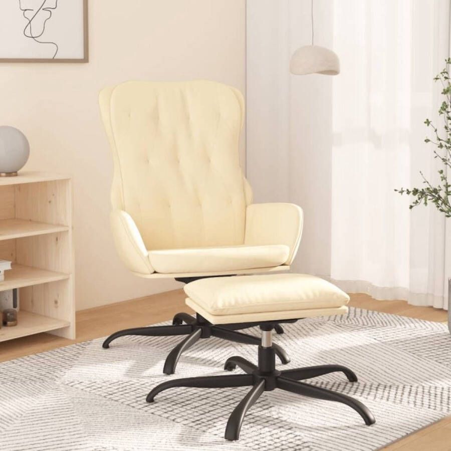 VidaXL Relaxstoel met voetenbank kunstleer crèmekleurig - Foto 2