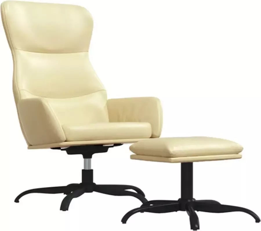 VIDAXL Relaxstoel met voetenbank kunstleer crèmekleurig - Foto 2