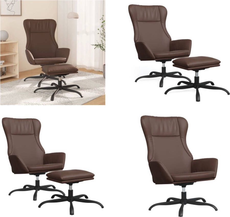 VidaXL Relaxstoel met voetenbank kunstleer glanzend bruin Relaxstoel Met Voetensteun Relaxstoelen Met Voetensteunen Zetel Met Voetensteun Relaxstoel