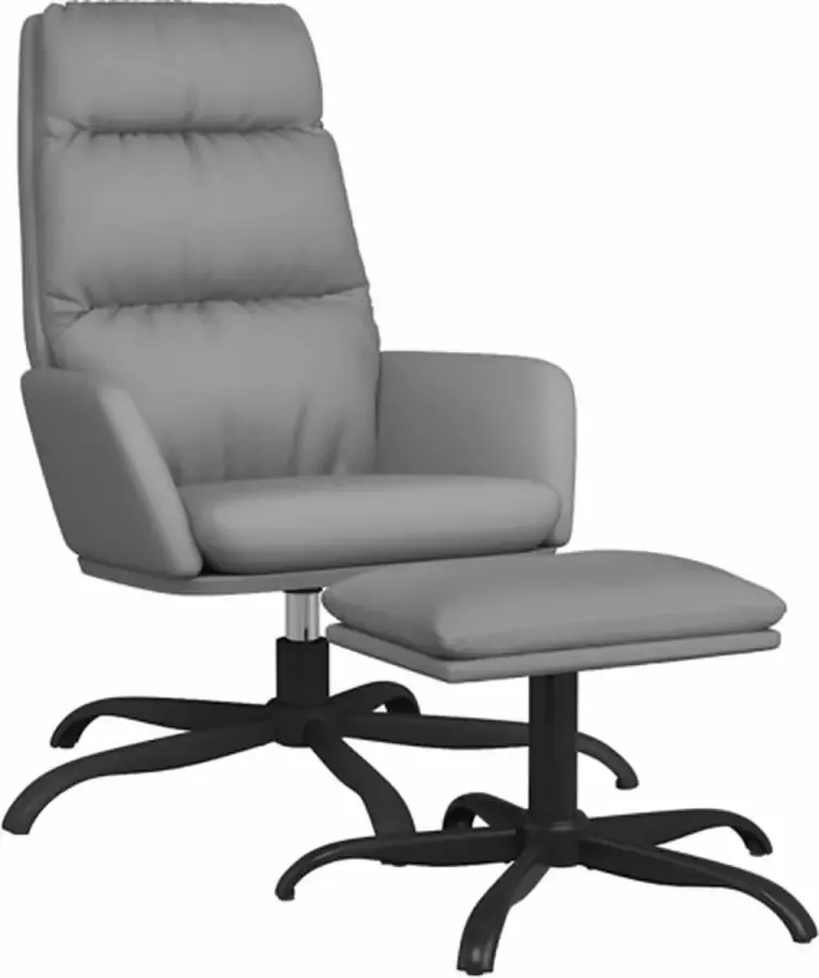 VidaXL Relaxstoel met voetenbank kunstleer grijs - Foto 2