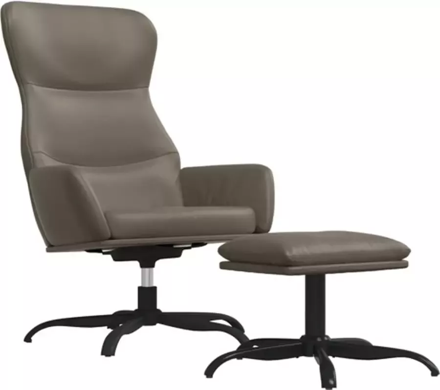VidaXL Relaxstoel met voetenbank kunstleer grijs - Foto 2