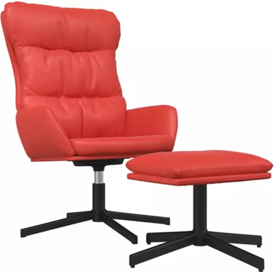 VIDAXL Relaxstoel met voetenbank kunstleer rood - Foto 2