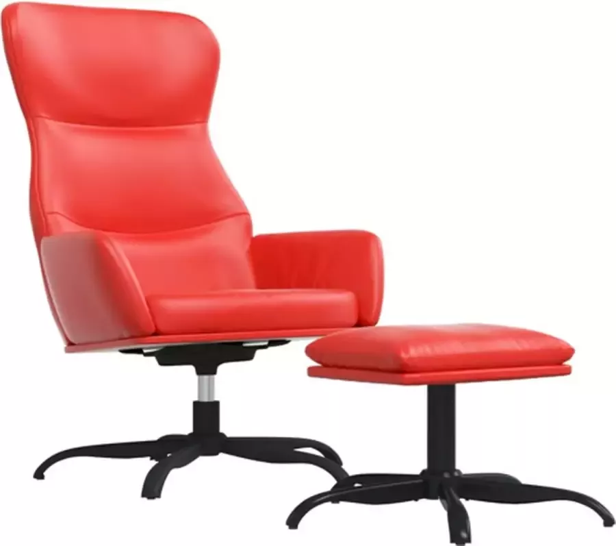 VIDAXL Relaxstoel met voetenbank kunstleer rood - Foto 2