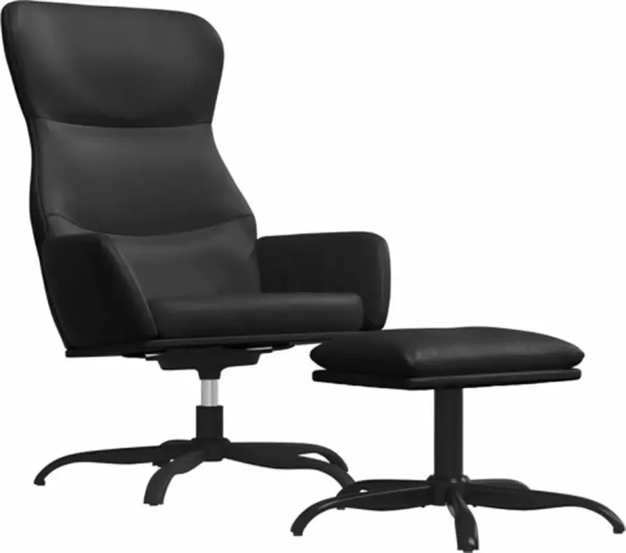 VidaXL Relaxstoel met voetenbank kunstleer zwart - Foto 2