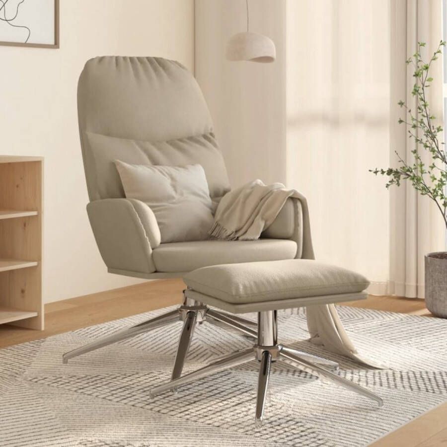 VIDAXL Relaxstoel met voetenbank kunstsuède lichtgrijs - Foto 2