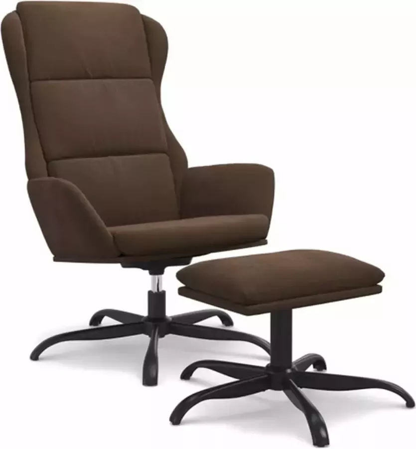 VidaXL Relaxstoel met voetenbank microvezelstof bruin - Foto 2