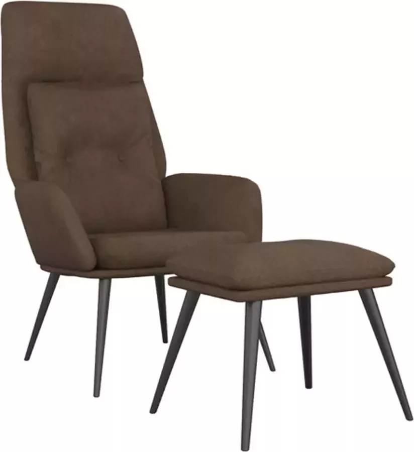 VidaXL Relaxstoel met voetenbank microvezelstof bruin - Foto 3
