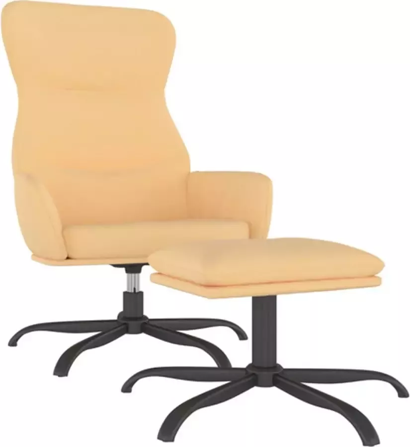 VidaXL Relaxstoel met voetenbank microvezelstof crèmekleurig - Foto 2