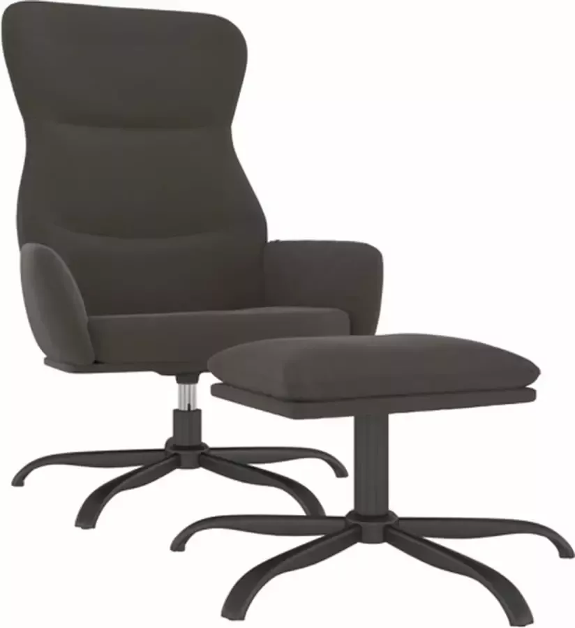 VIDAXL Relaxstoel met voetenbank microvezelstof donkergrijs - Foto 2
