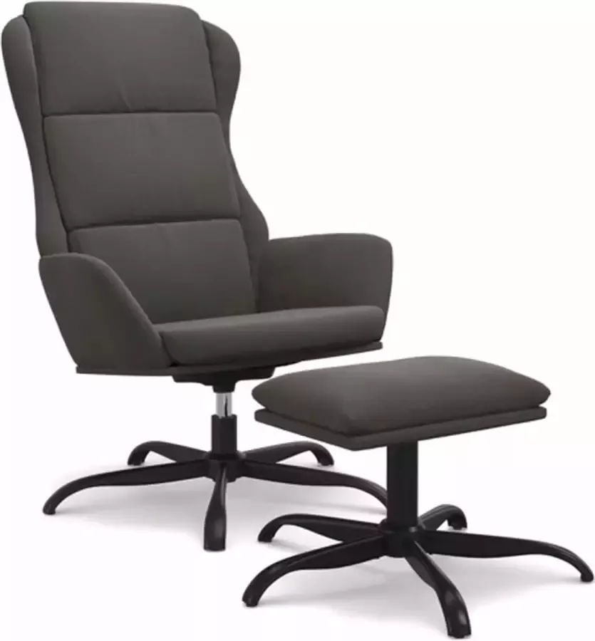 VidaXL Relaxstoel met voetenbank microvezelstof donkergrijs - Foto 2