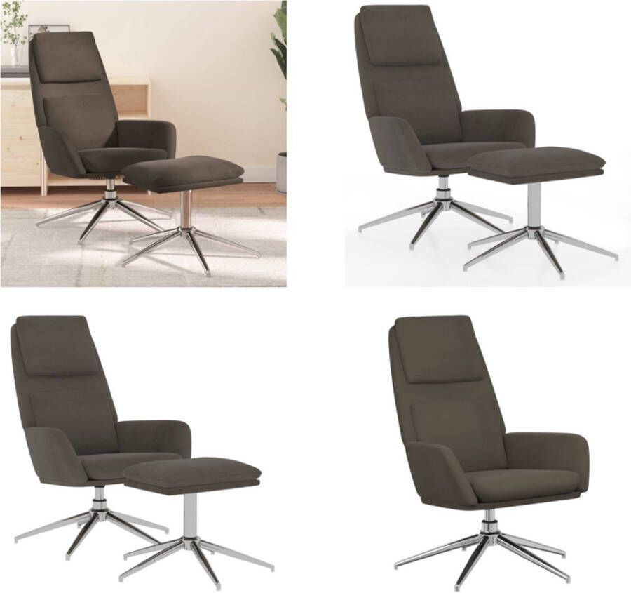 VidaXL Relaxstoel met voetenbank microvezelstof donkergrijs Relaxstoel Met Voetenbank Relaxstoelen Met Voetenbanken Zetel Met Voetenbankje Relaxstoel