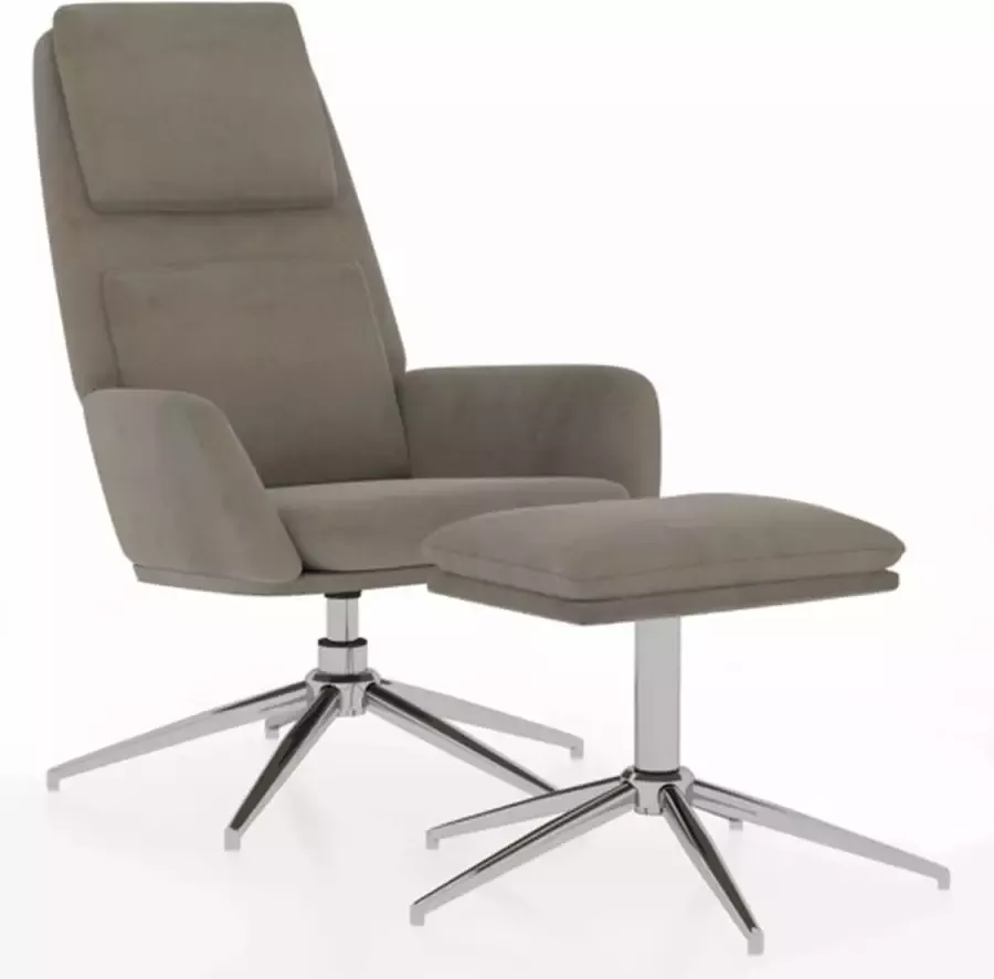 VIDAXL Relaxstoel met voetenbank microvezelstof lichtgrijs - Foto 2