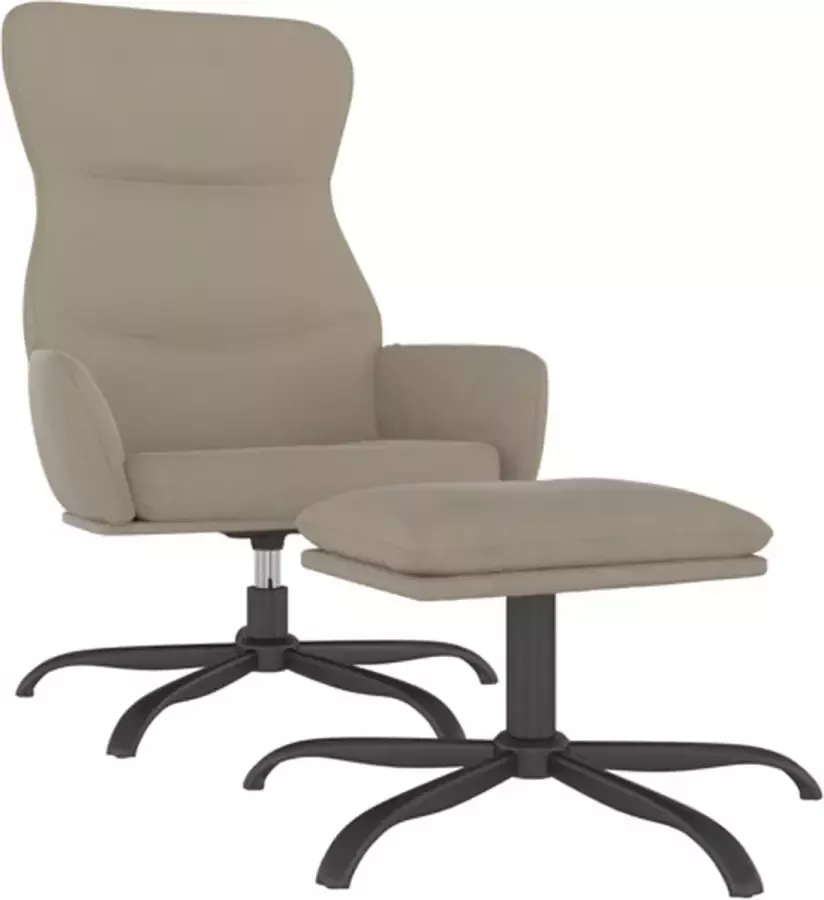 VidaXL Relaxstoel met voetenbank microvezelstof lichtgrijs - Foto 2